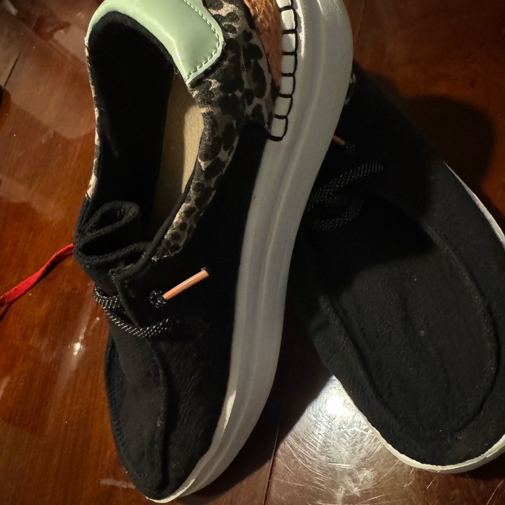 Hey Dude Black and Brown Sneakers Comfortable Casual Footwear